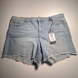 Sofia Jeans by Sofia Vergara Lila Mid Rise Hi-Low Hem Denim Shorts Size 20 Blue